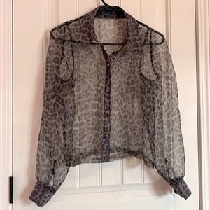 See- Through Button Down Shirt Long Sleeves NWOT